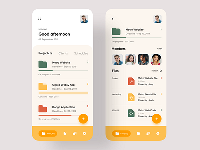 Project Management App 2019 trend app design colors colour design file sharing file upload minimal project management team work trend trendy ui uidesign uidesigner uiux uiuxdesigner ux uxdesign webdesign