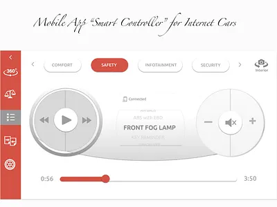 Car Mobile App Controller analog controllers internet cars mobile app design user interface design