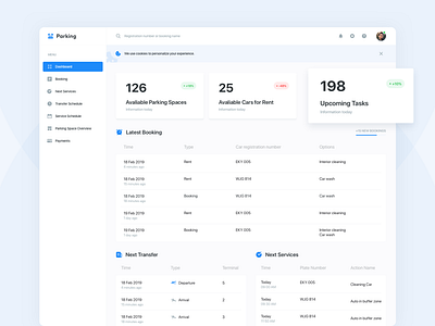 Airport parking is easy admin panel app blue crm dashboard design flat manager parking parking app task ui ui design user experience user interface ux ux design web white