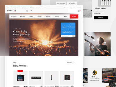 Music Store Landing Page v7 app app design clean ecommerce instrument landing landingpage minimal music music app product search shop design shopping shopping app store store design ui uiux web