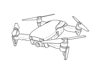 Mavic Air Line Art Drawing adobe download drone fiverr illustration illustrator lineart vector