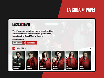 La casa de papel series Homepage Design design redesign ui ux web webdesign