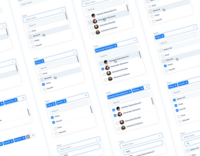 Multiselect types checkbox clean design hover interface kit multiselect search select states ui uikit ux