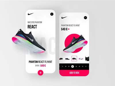 Nike App box design layout light nike react shop sport store ui