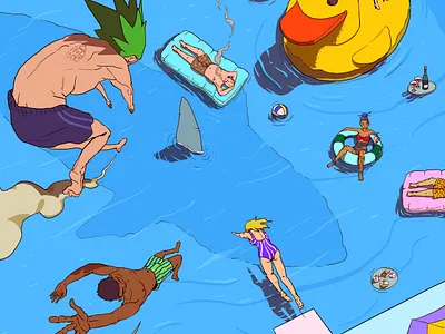 POOLPARTY! 2d art artwork cartoon cartoonish corporate digitalart drawing event flyer illustration illustrator pool party poster poster art poster design wacom