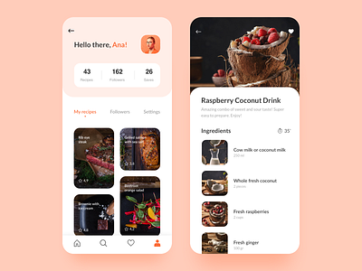 Food App UI (Part II) app cards clean design food mobile profile ui ux