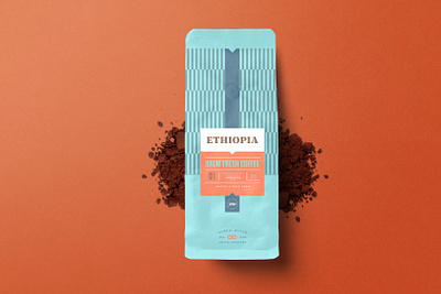 COFFEE BAG PACKAGING DESIGN - ETHIOPIA BLEND badge brand branding chocolate coffee coffee bag coffee label company design food designer food packaging label logo minimal modern package packaging roaster roasters roastery