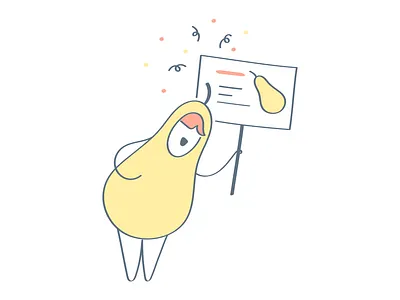 Promotion action advertising banner campaign cartoon character cute design funny illustration line lineart marketing outline pear poster promo promotion ui vector