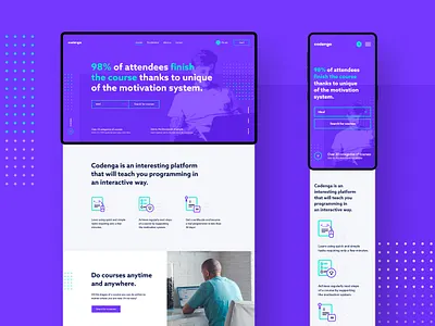 #4 - Codenga. E-learning platform. app clean course courses elearning flat homepage landing page learning mobile modern platform programming purple responsive teaching ui ux webapp website