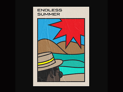 Endless summer black bold design designer graphicdesign hat heat illustration lines makela bgiala man mismark design poster poster art posterdesign sea summer sun