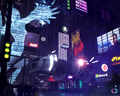 cyberpunk style scene 3d art cinema4d creativity cyberpunk futuristic hologram octane render photoshop