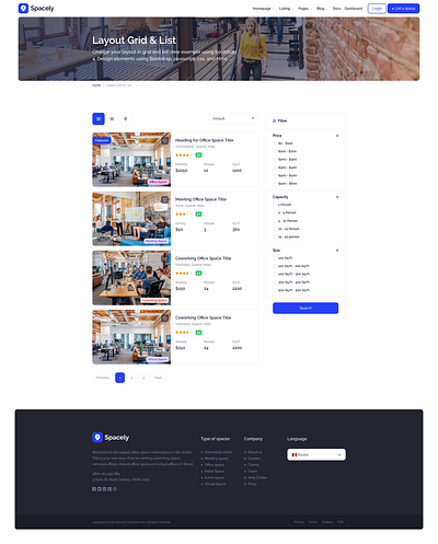 Spacely Realtor Directory Listing Design System co working design system directory listing listing page office space realestate realtors rental uidesign uxdesign