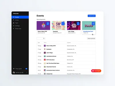 In2Event.com - Launchpad account app clean dashboad design events events app interface list platform project management tiles ui web web app