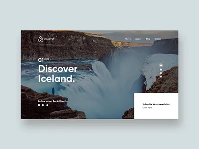 Airbnb Discover Design airbnb cold design discover iceland infinite instagram social media travel ui uidesign uiux uiuxdesign waterfall web webdesign