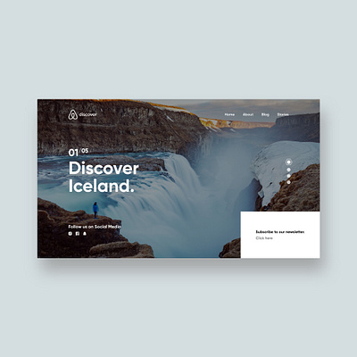 Airbnb Discover Design airbnb cold design discover iceland infinite instagram social media travel ui uidesign uiux uiuxdesign waterfall web webdesign