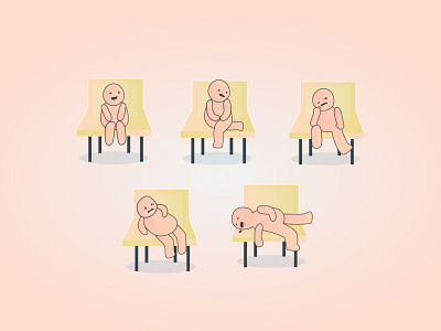 Waiting around boredom icons illustration people sitting