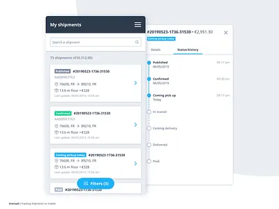 Everoad | Shipments follow-up on mobile 📦 😎 app design everoad fowarding freight interface mobile product redesign shipment tracking truck ui ux