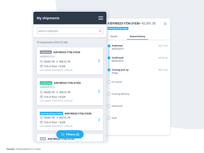 Everoad | Shipments follow-up on mobile 📦 😎 app design everoad fowarding freight interface mobile product redesign shipment tracking truck ui ux