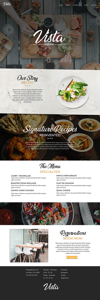 Vista Restaurant Ui Design design flat icon illustration logo minimal ui ux web website