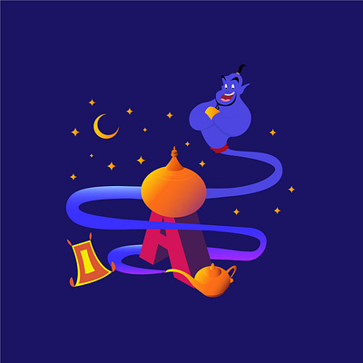 A-Z of Animated Movies/Series - A for Aladdin 26daysoftype a a letter a day aladdin animated disneyland graphic design illustraion isometric illustration movies pixar series vector