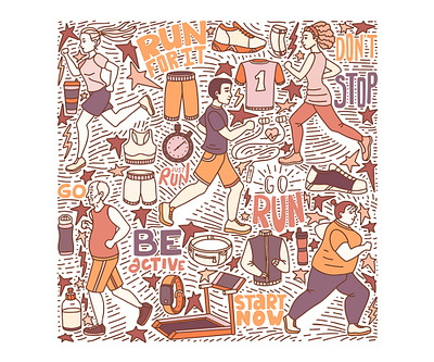 Running doodle fitness graphic illustrator ipad lettering marathon people procreate run running sketch sport vector