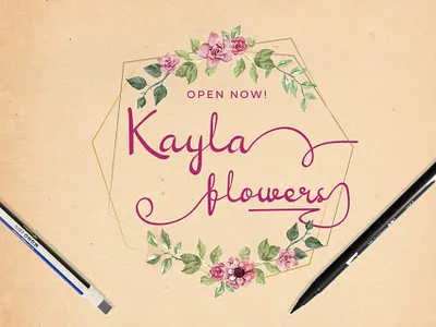 Kayla Flower Shop (design concept) branding design display font illustration logo
