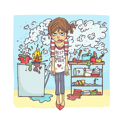 best cook ever, editorial cartoon digital drawing editorial funny illustration vector