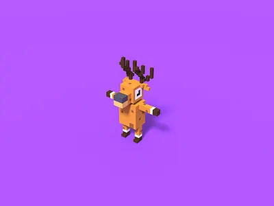 Simplistic Voxel Deer Character 3d bright character character design colourful cute deer dev dribbble game player simplistic voxel voxel art voxelart voxels