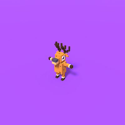 Simplistic Voxel Deer Character 3d bright character character design colourful cute deer dev dribbble game player simplistic voxel voxel art voxelart voxels