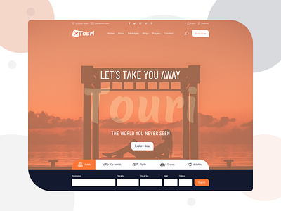 Touri Header Explore agency business design tour travel ui ux webdesign