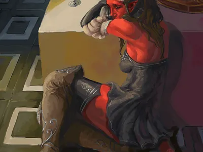 Evelynn - Tiefling Bard art artwork dnd dungeons and dragons dungeonsanddragons fantasy fantasy art illustration illustration art