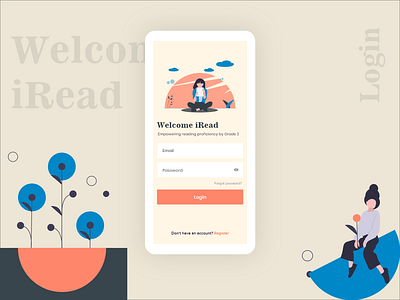 iRead | Login screen account agency app design books craeative creative illustration login login form login page login ux reading app register form trend ui ui design ux ux design vector