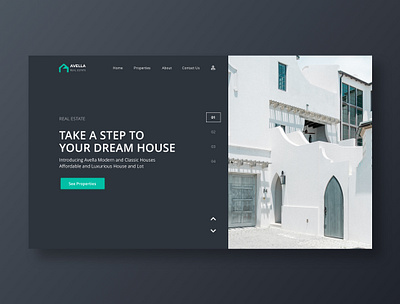 Real Estate adobe xd dark dark ui estate green home house property real estate ui ui design uiux web design webpage website