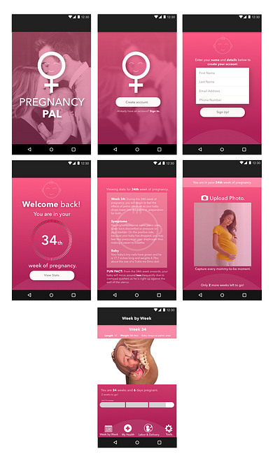 Healthcare App - My Pregnancy Pal branding graphic design ui