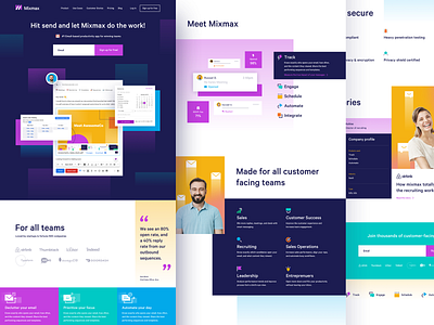 Mixmax Homepage brand brand identity branding email illustration landing page modern typography ui web design website