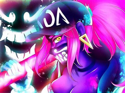 KDA Akali league of legends neon artwork