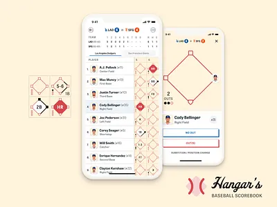 Hangars Baseball Scorebook app baseball branding flat logo minimal product design ui ux