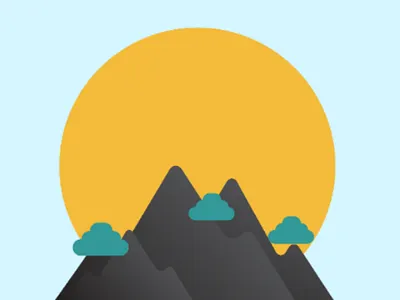 Rounded Mountain illustration minimal pentool and cursor web design