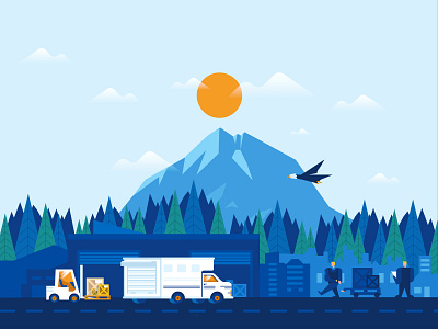 Delivery boxes business delivery economy flat illustration people vector