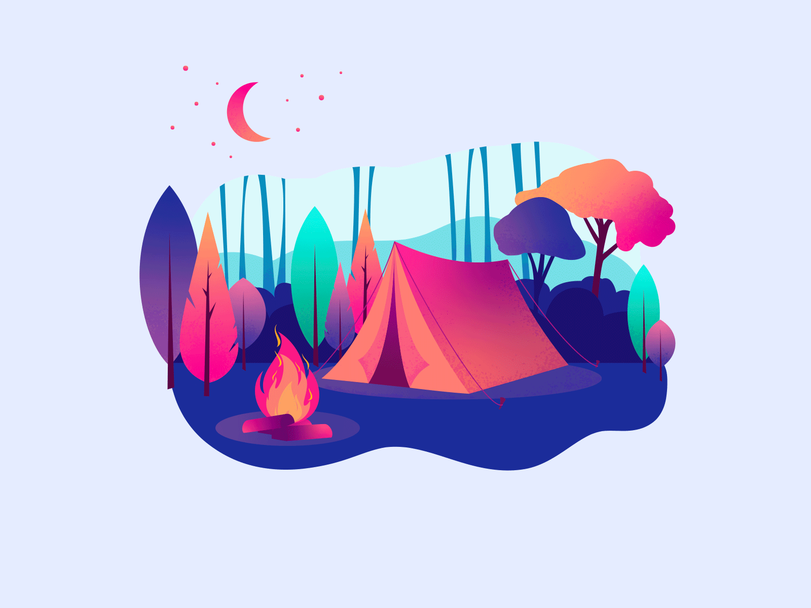 Campfire Animation animated animated gif animation art campfire camping drawing illustration photoshop tent vector