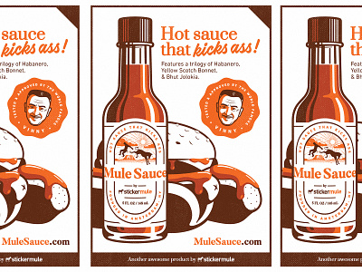 Mule Sauce Poster bottle burger face food hamburger head hot dog hot sauce illustration label mid century mule poster print retro sticker vinny vintage wings