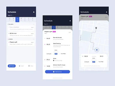 Schedule Page app design ui