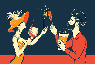 Foodies craft beer editorial illustration fancy food foodie illustration san francisco vector wine