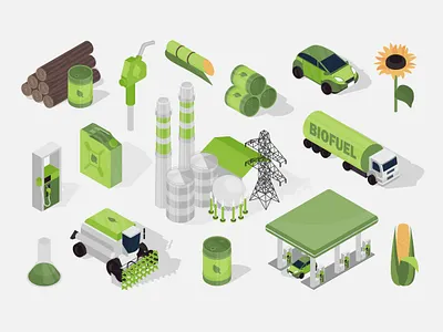 Biofuel Isometric Illustration barrel bio biofuel concept design eco ecology energy factory flat gas green icon illustration isometric isometry station vector web website