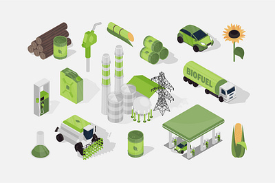 Biofuel Isometric Illustration barrel bio biofuel concept design eco ecology energy factory flat gas green icon illustration isometric isometry station vector web website