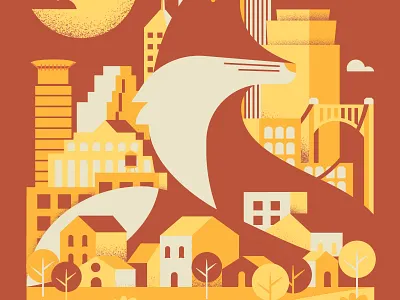 Sun Fox fox geometric illustration illustrator minneapolis negative space skyline texture