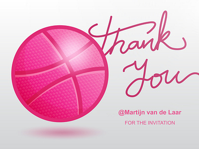 Thank you for the invitation. 2d ball design dribbble flat graphic illustration invitation thankyou vector