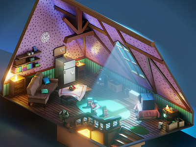 The Attic isometric lowpoly