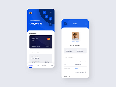 Banking App UI Design account details accounting android app app bank account banking app concept credit card creditcard design finance app ios more menu profile profile image ui user profile ux