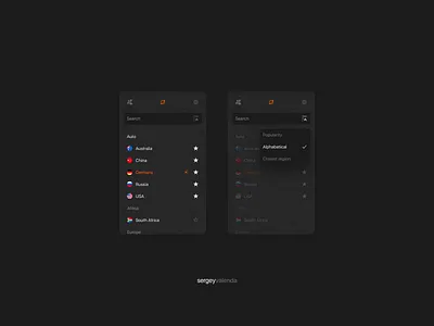 Avast SecureLine VPN / Select Country app application avast clean design desktop app digital product design dpd macos security ui user experience user interface ux vpn